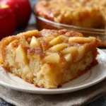 Delicious 3 ingredient apple cake topped with fresh apples and a sprinkle of cinnamon.