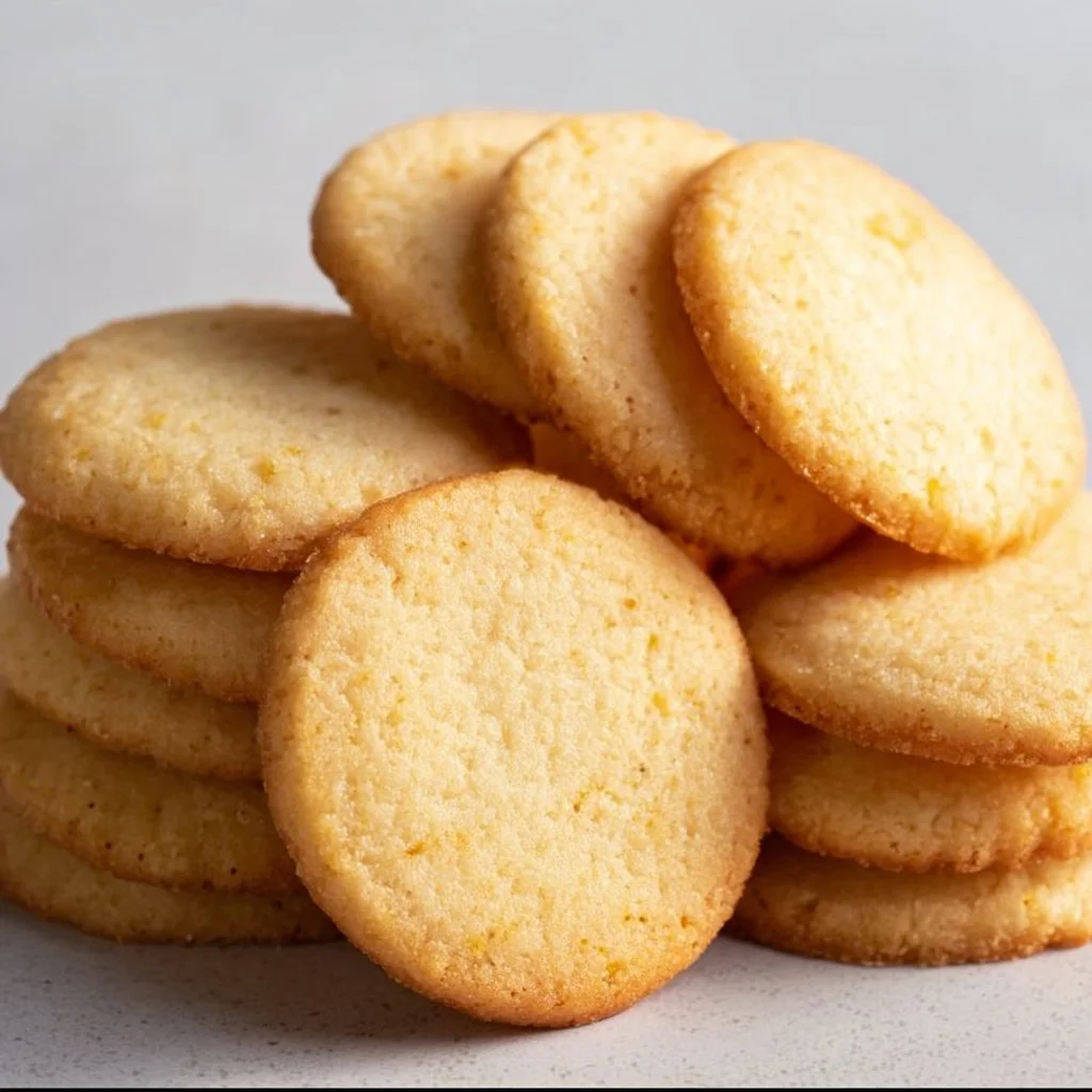 Freshly baked basic butter cookies on a cooling rack