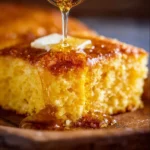 Delicious homemade cornbread served in a skillet, golden and moist.