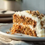 Delicious carrot cake slice from Cheesecake Factory recipe topped with cream cheese frosting.