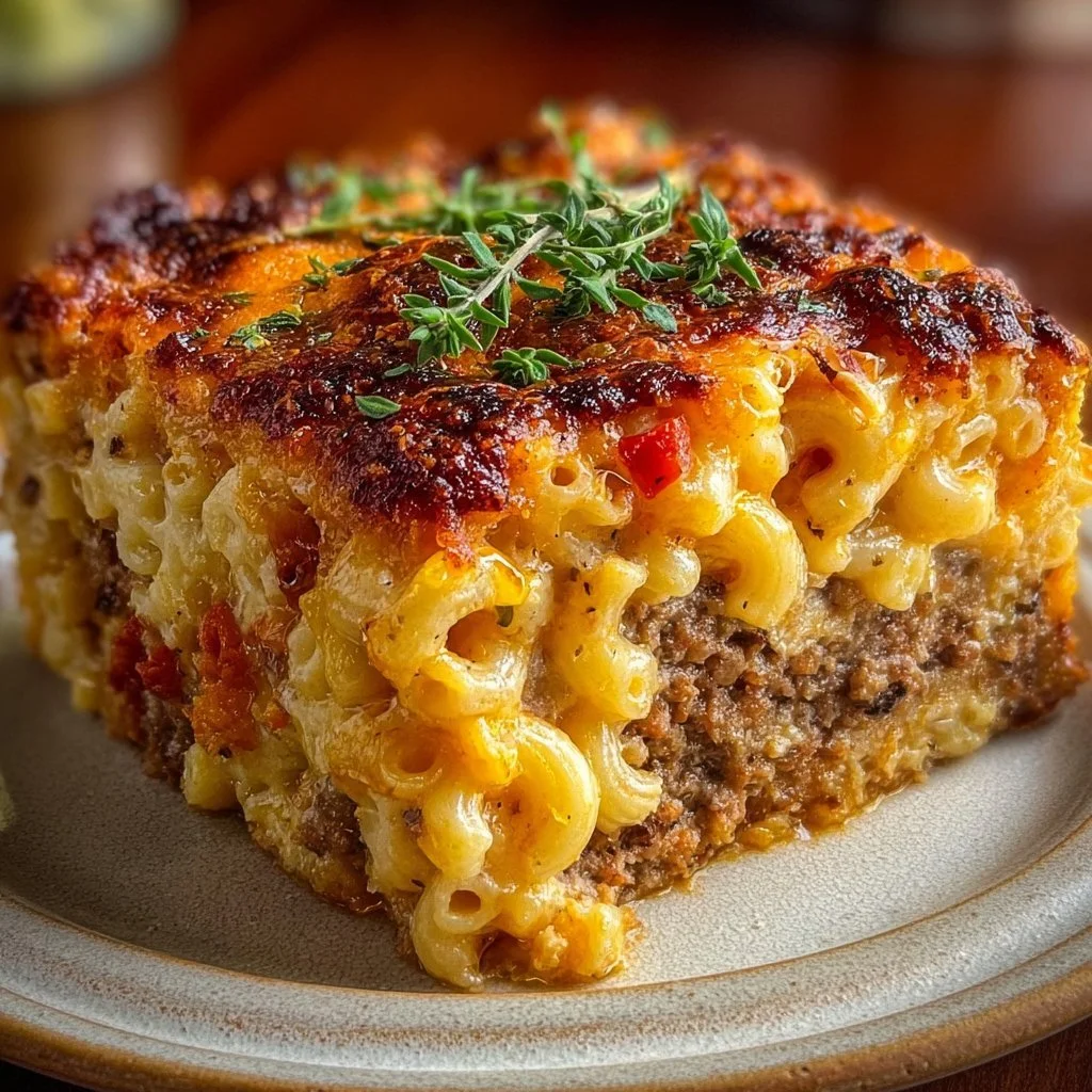 Cozy Mac and Cheese Meatloaf Casserole
