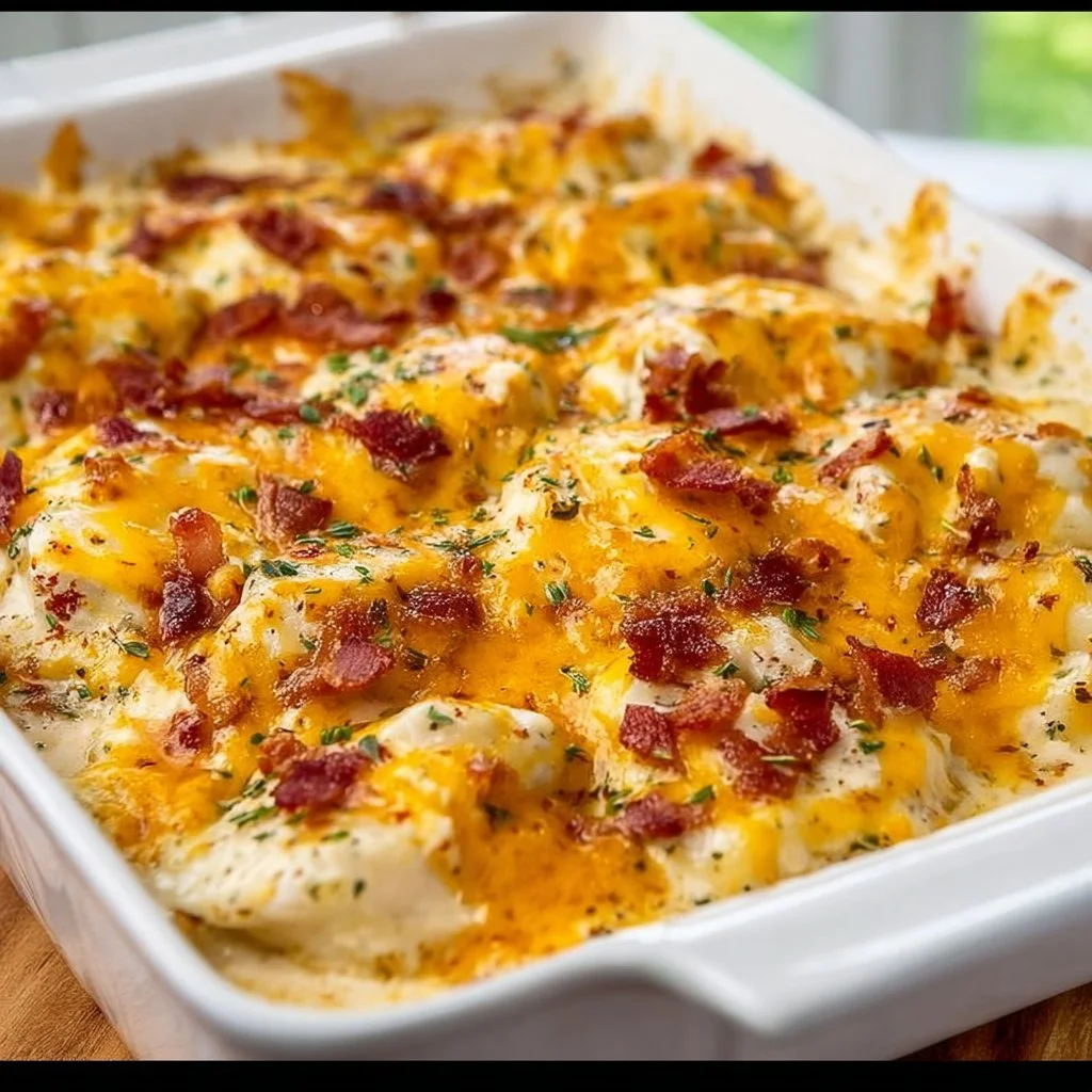 Delicious Crack Chicken Pierogi Casserole served in a dish