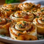 Delicious Crack Chicken Pinwheels topped with creamy filling and herbs