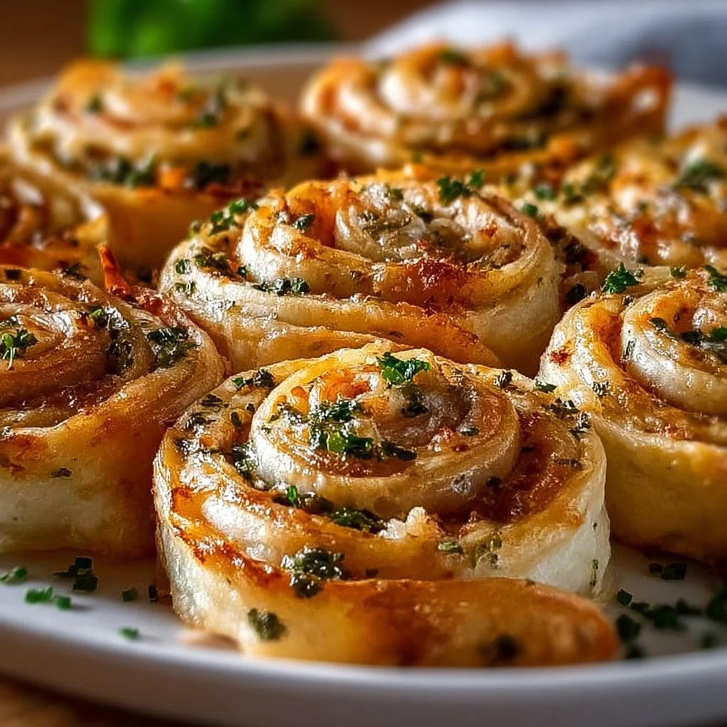 Delicious Crack Chicken Pinwheels topped with creamy filling and herbs