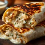 Delicious cheesy chicken garlic wraps with fresh ingredients and melted cheese