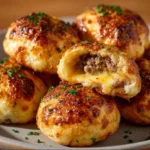 Garlic Parmesan Cheeseburger Bombs ready to be served
