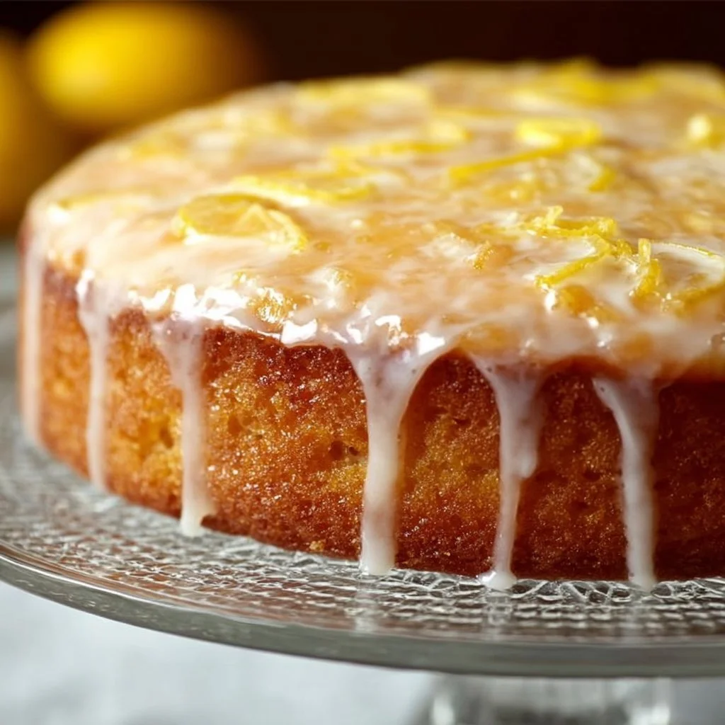 Delicious lemon cake with vibrant frosting and decorative lemon slices