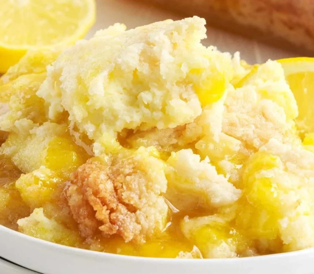Deliciously baked Lemon Dump Cake topped with fresh citrus zest