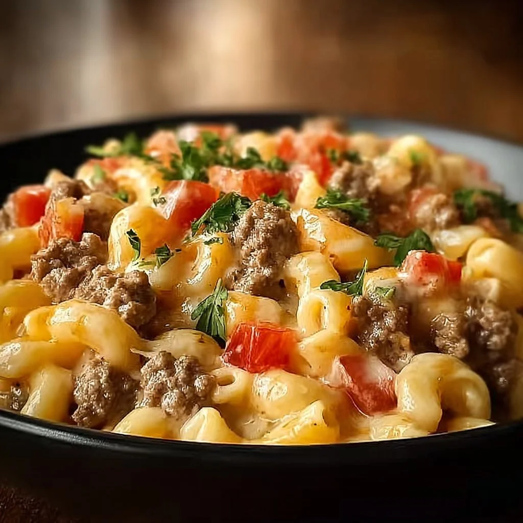 Loaded Cheeseburger Alfredo Pasta