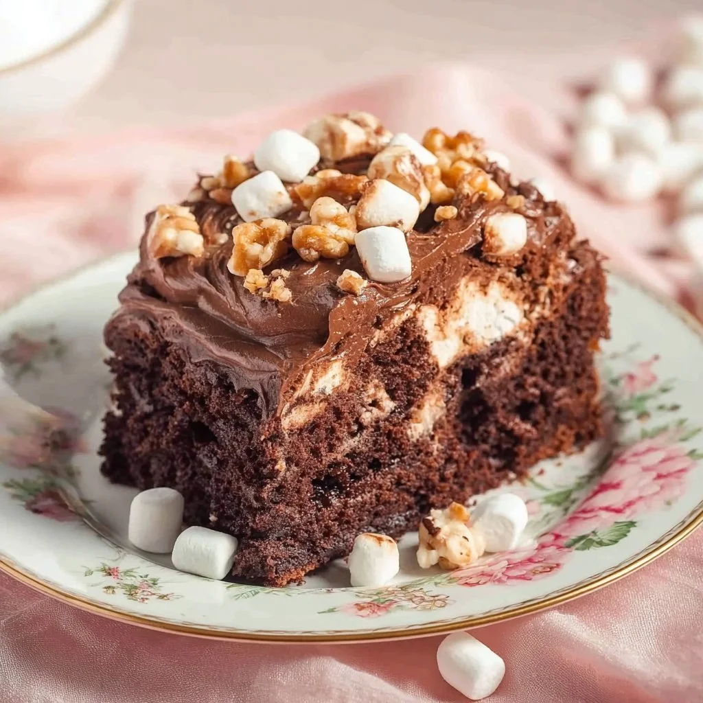 Deliciously decadent Mississippi Mud Cake topped with chocolate ganache.