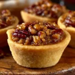 Decadent Pecan Pie Bites served on a rustic plate.