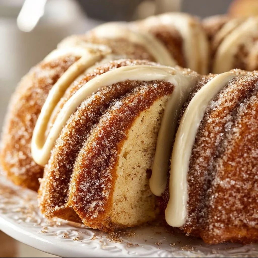 Delicious Snickerdoodle Bundt Cake with cinnamon sugar topping