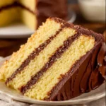 Yellow birthday cake with chocolate frosting, ideal for celebrations