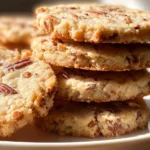 Delicious Butter Pecan Icebox Cookies arranged on a plate.