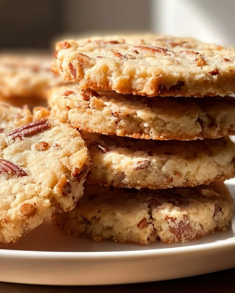 Delicious Butter Pecan Icebox Cookies arranged on a plate.