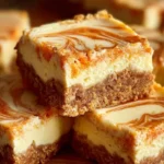 Delicious carrot cake bars with a creamy cheesecake swirl topping.