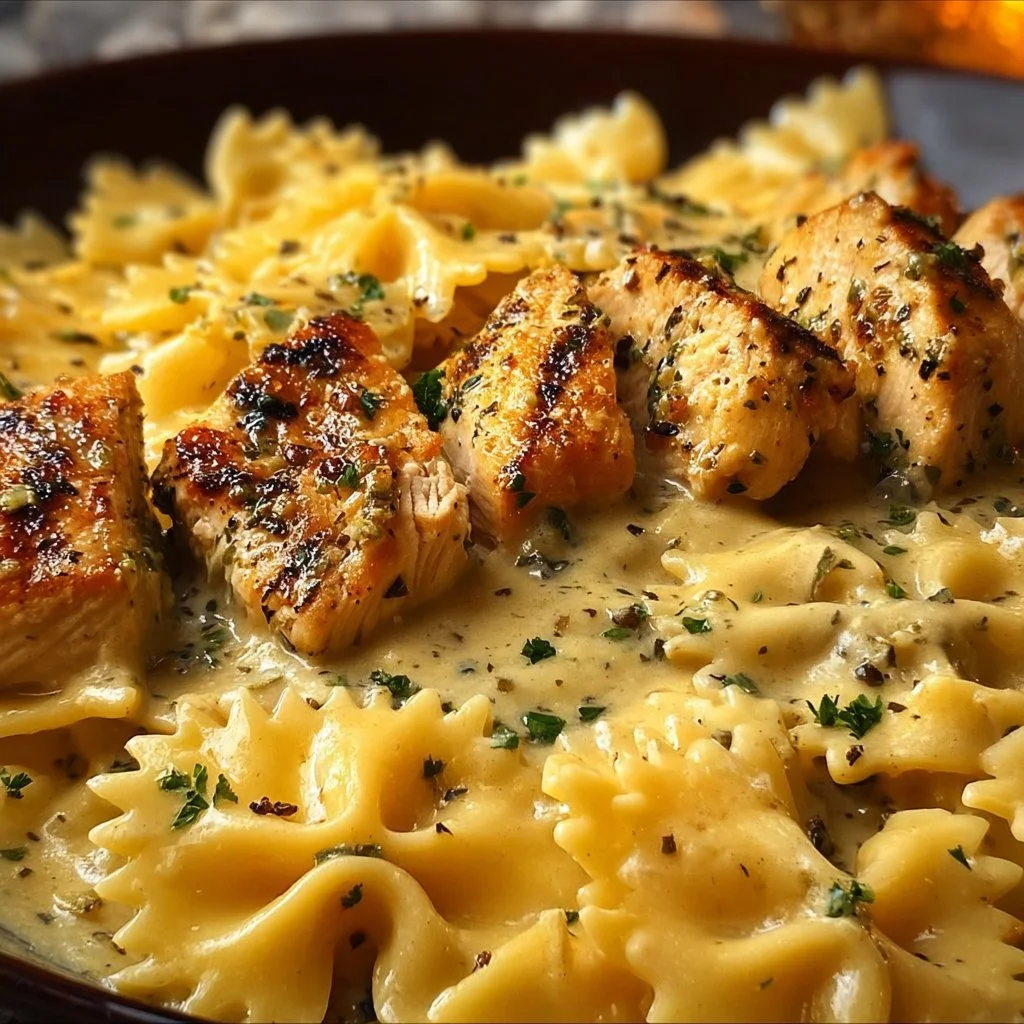 Cheesy Garlic Chicken Bowtie Pasta