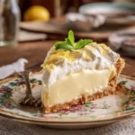 Delicious Church Supper Lemon Icebox Pie served in a pie dish