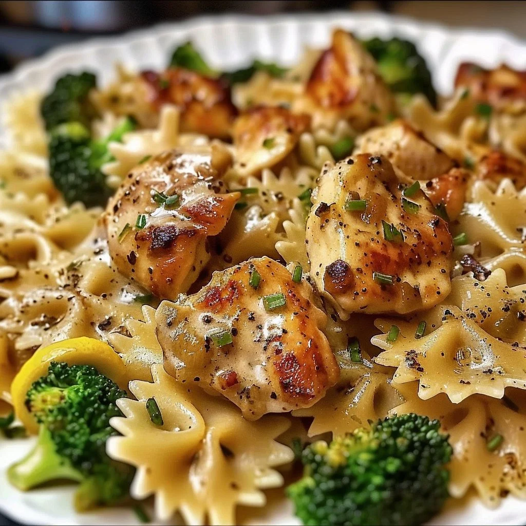 Cowboy Butter Lemon Bowtie Chicken with Broccoli