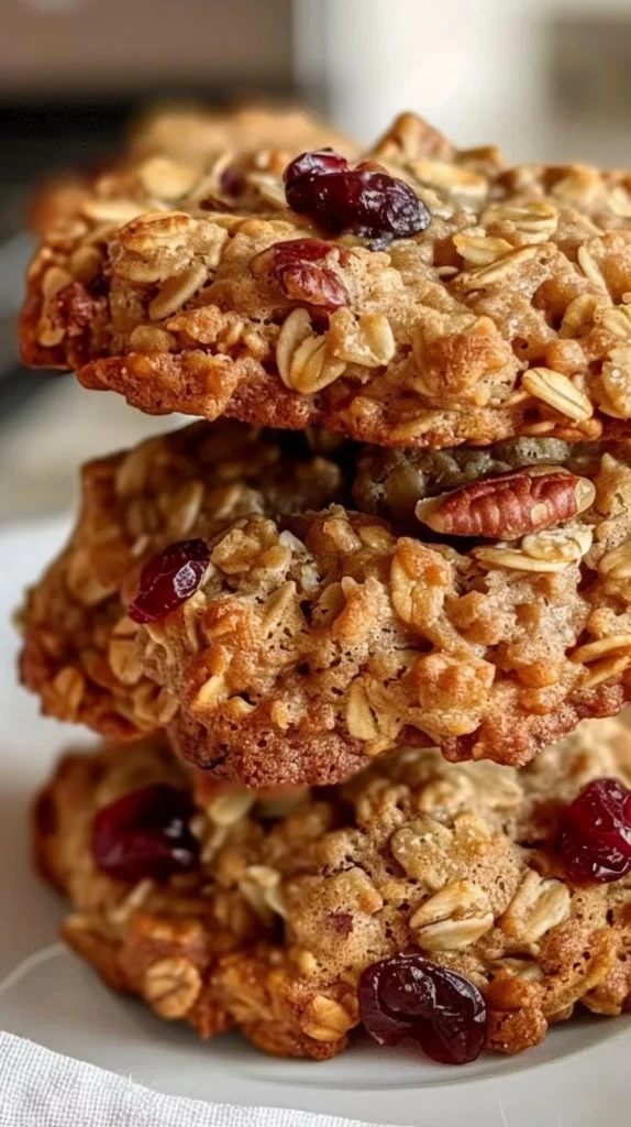 Delicious cranberry walnut oatmeal cookies with oats, cranberries, and nuts