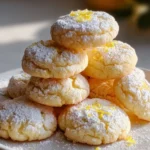 Delicious cream cheese lemon sugar cookies on a plate with a lemon slice