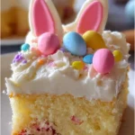 Delicious Easter Bunny Poke Cake decorated for spring celebrations