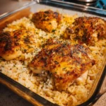 Delicious Forgotten Chicken and Rice dish made with spices and herbs