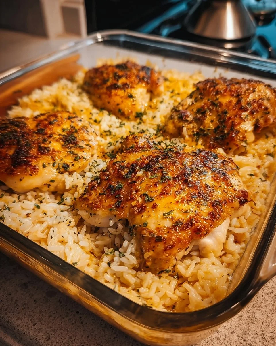 Delicious Forgotten Chicken and Rice dish made with spices and herbs