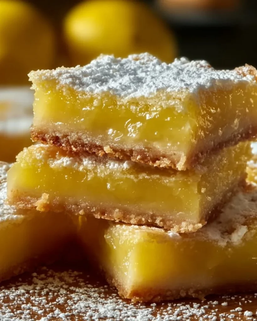 Delicious homemade lemon bars with a buttery crust and tangy lemon filling.