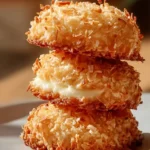 Plate of delicious Lemon Coconut Cookies with a lemon wedge and coconut flakes.