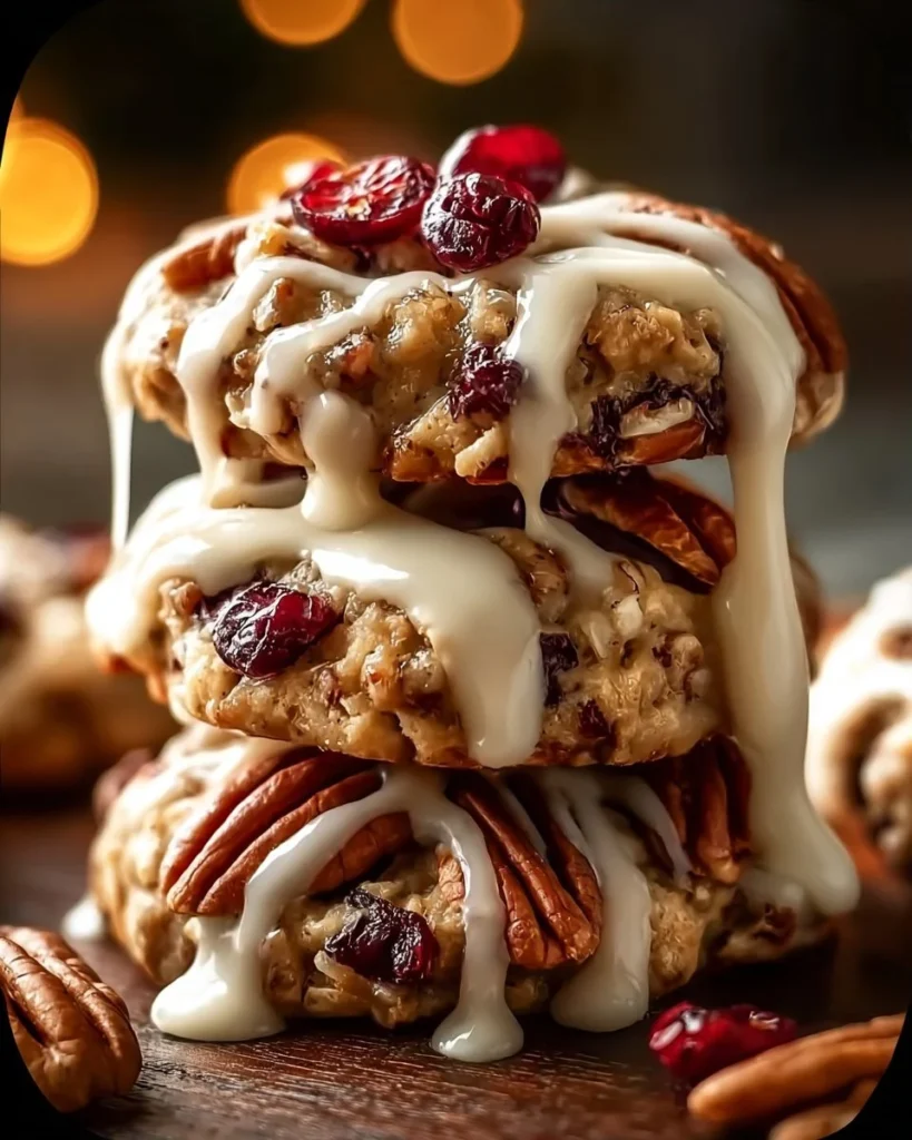 Delicious no-bake cranberry pecan cookies on a plate
