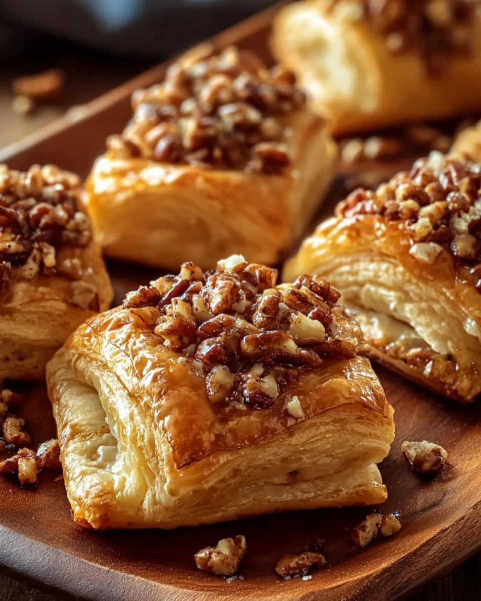 Delicious Pecan Cream Cheese Danish with flaky pastry and creamy filling