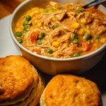 Delicious slow cooker chicken pot pie stew served in a bowl with vegetables