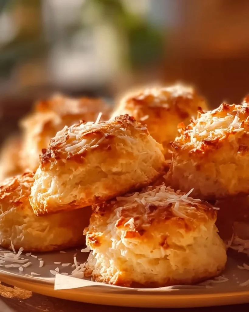 Soft and buttery milky coconut biscuits on a plate, perfect for dessert.