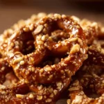 Delicious butter toffee pretzels coated in a sweet, crunchy toffee layer