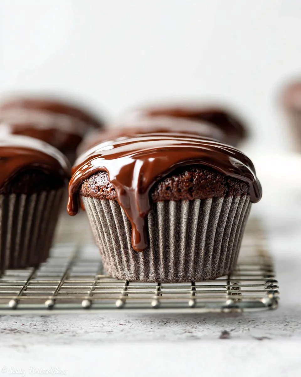 Delicious chocolate ganache drizzle over a decadent dessert