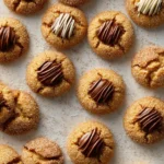 Delicious Chocolate Kiss Cookies topped with chocolate kisses on a baking sheet