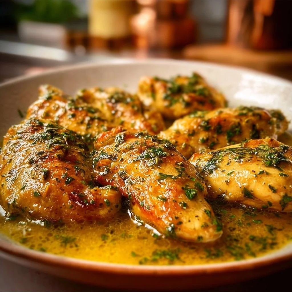Deliciously cooked Classic Garlic Butter Chicken served on a plate