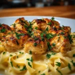 Juicy garlic butter chicken garnished with herbs, served on a plate