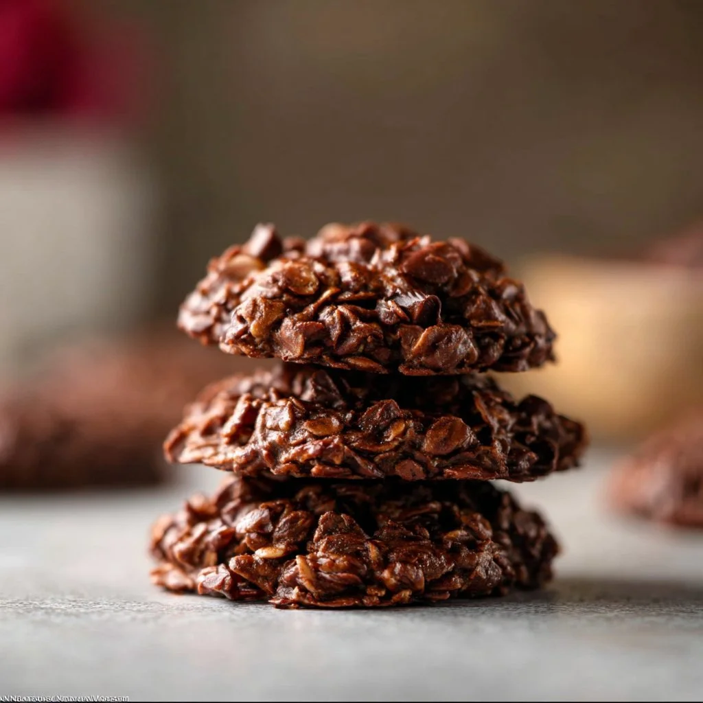 Delicious no-bake peanut butter oatmeal cookies on a plate