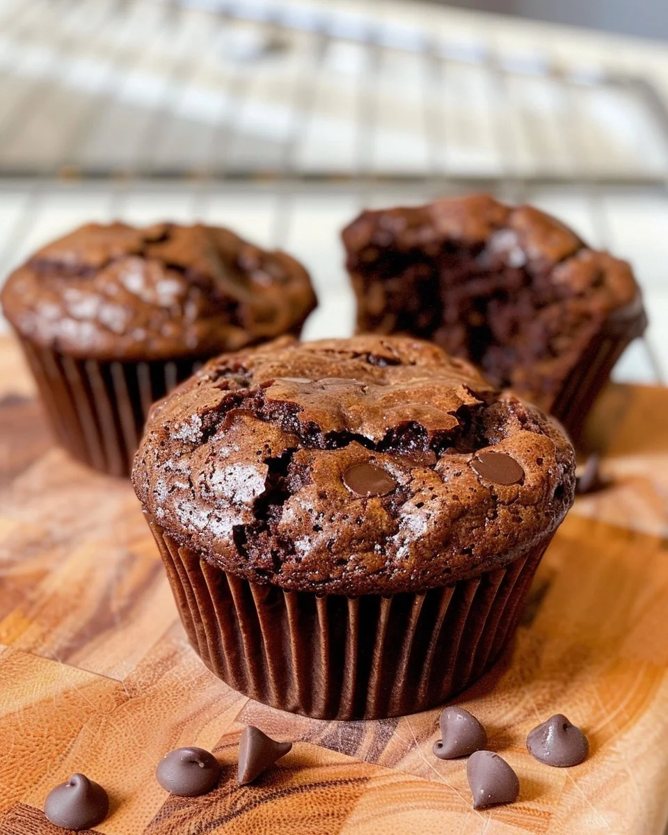 Deliciously rich brownie muffins, fresh out of the oven.