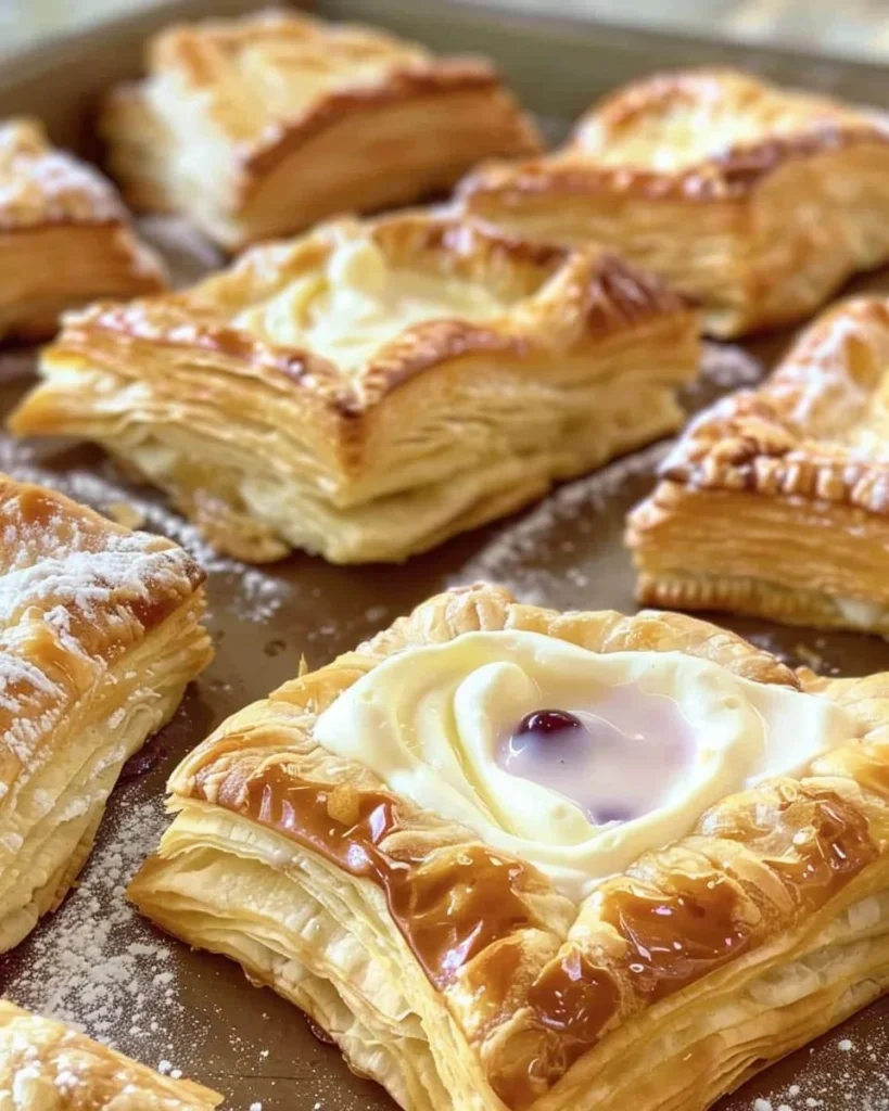 Freshly baked cream cheese danishes on a plate