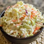 Creamy KFC coleslaw served in a bowl, featuring fresh cabbage and dressing.